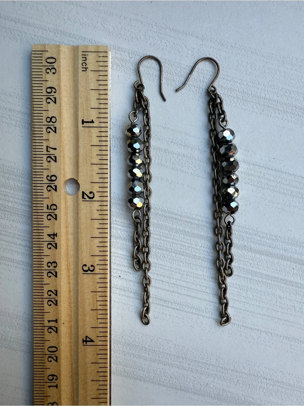 3️⃣Pairs of Artisan Handcrafted Earrings Metal Tones Faceted Glass Beads 3”+Long - Picture 14 of 15